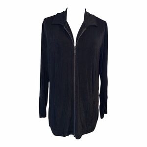 Chico’s Travelers Slinky Black Full Zip Collared Jacket Size 2 (12) SE1